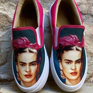 CANVAS PRINTED SLIP ON SNEAKERS FRIDA KAHLO